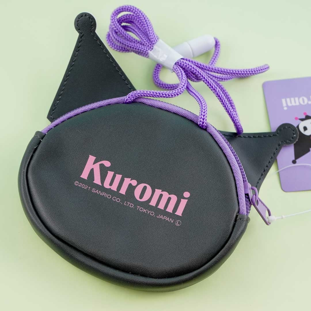 Kuromi Face Pouch With Neck Strap
