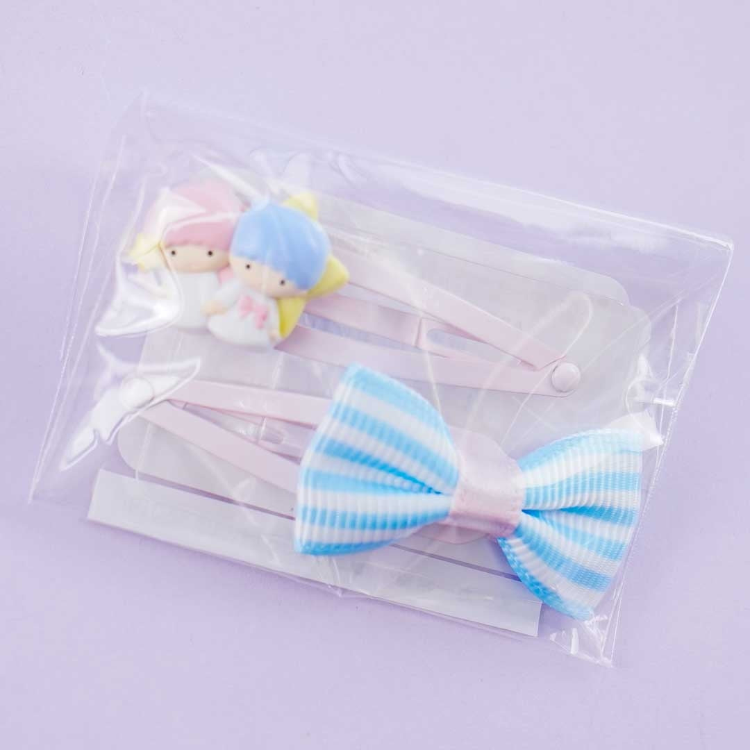 Little Twin Stars & Ribbon Hair Clip Set