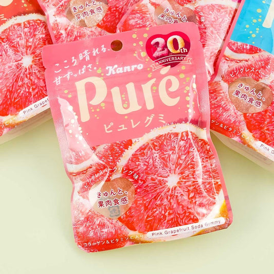 Kanro Pure Heart Gummy - Pink Grapefruit Soda