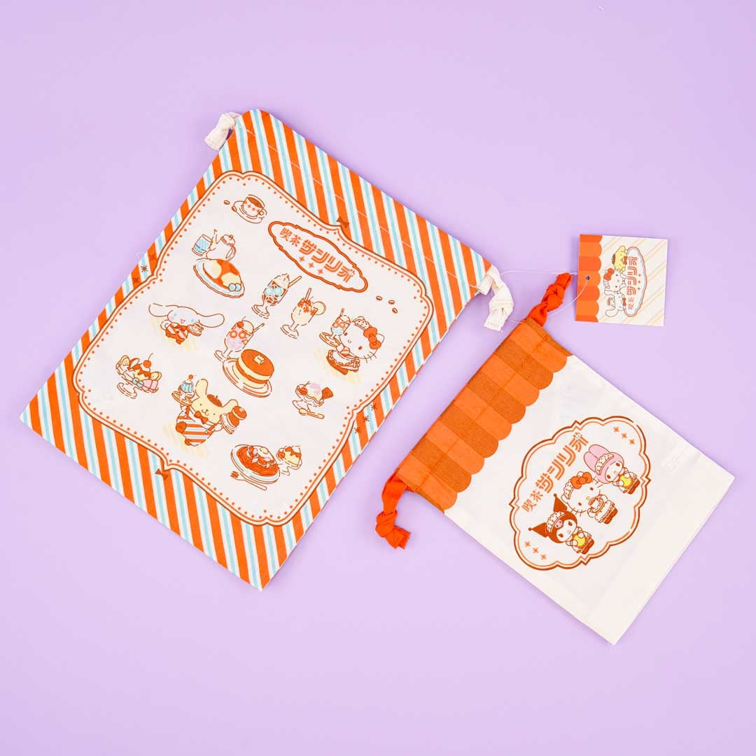 Sanrio Characters Cafe Drawstring Bag Set