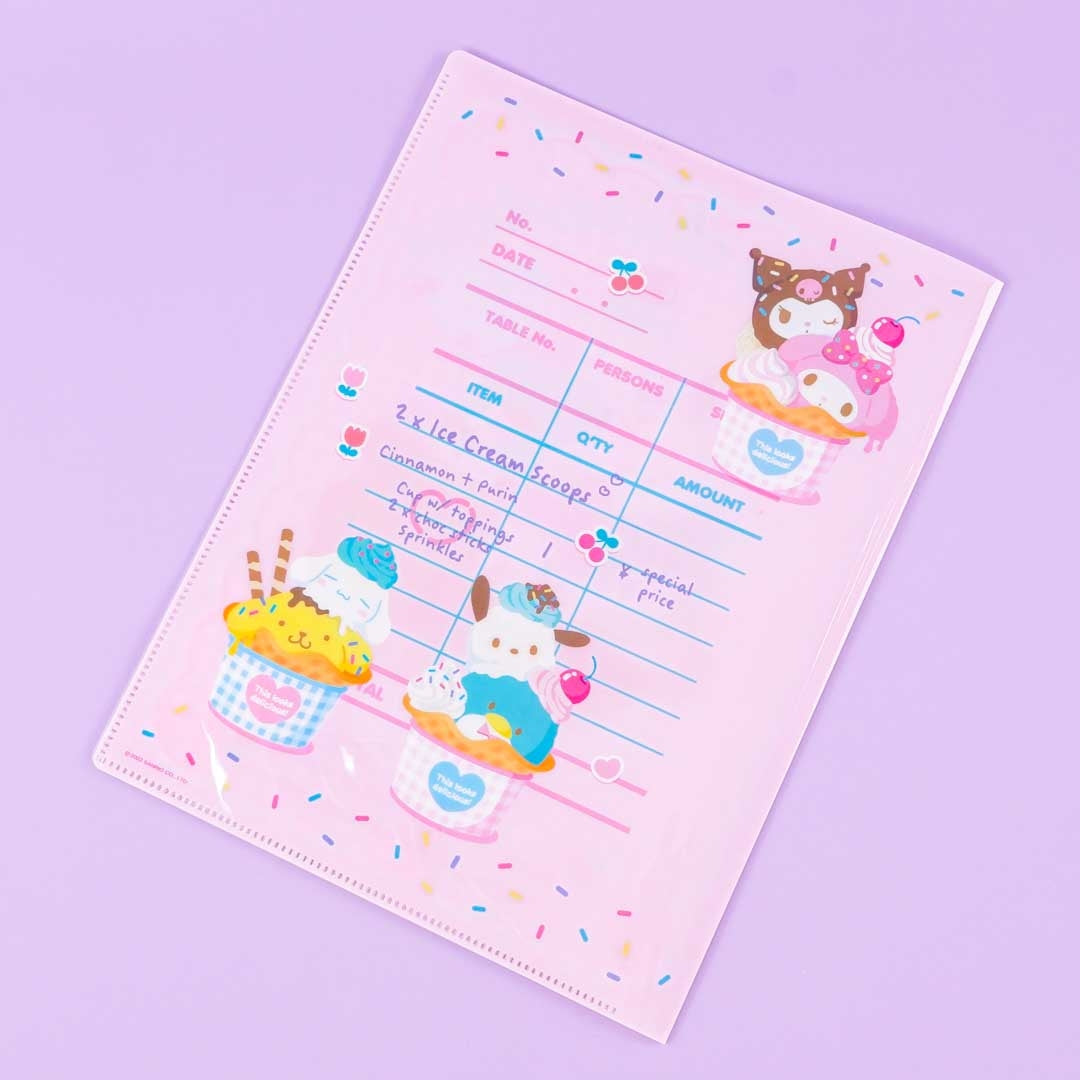 Sanrio Characters Ice Cream Parlor A4 File Folder
