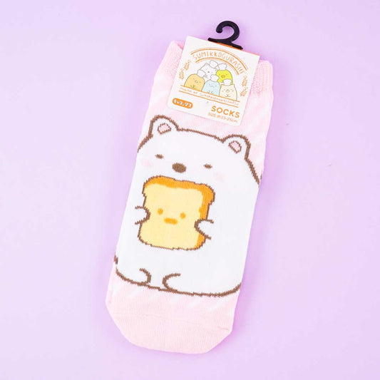Sumikko Gurashi Striped Socks - Shirokuma & Shokupan