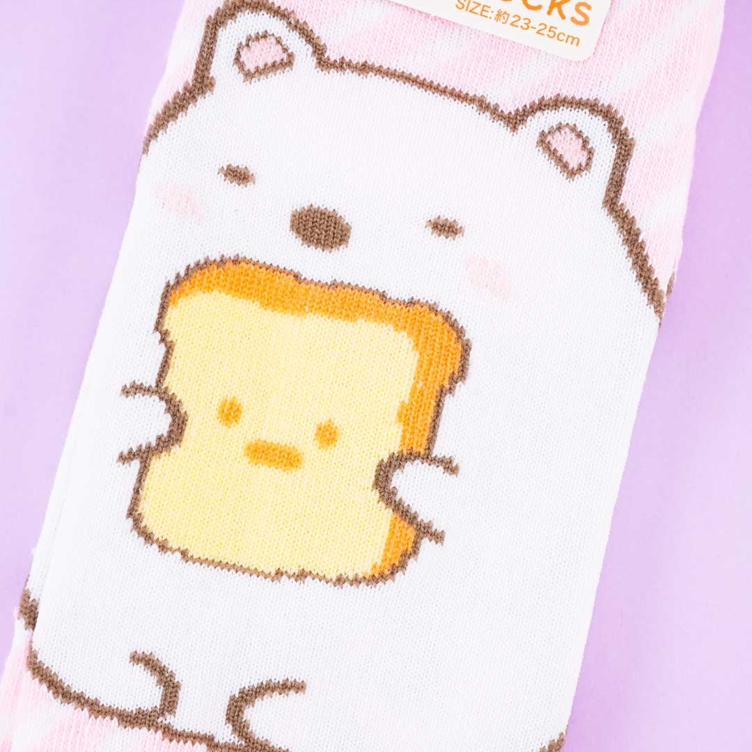 Sumikko Gurashi Striped Socks - Shirokuma & Shokupan