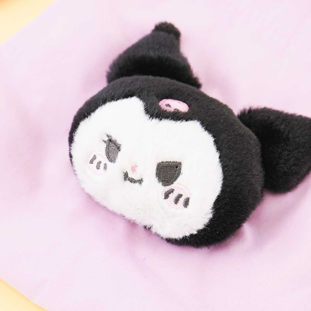 Kuromi x Nagano Fluffy Face Drawstring Pouch
