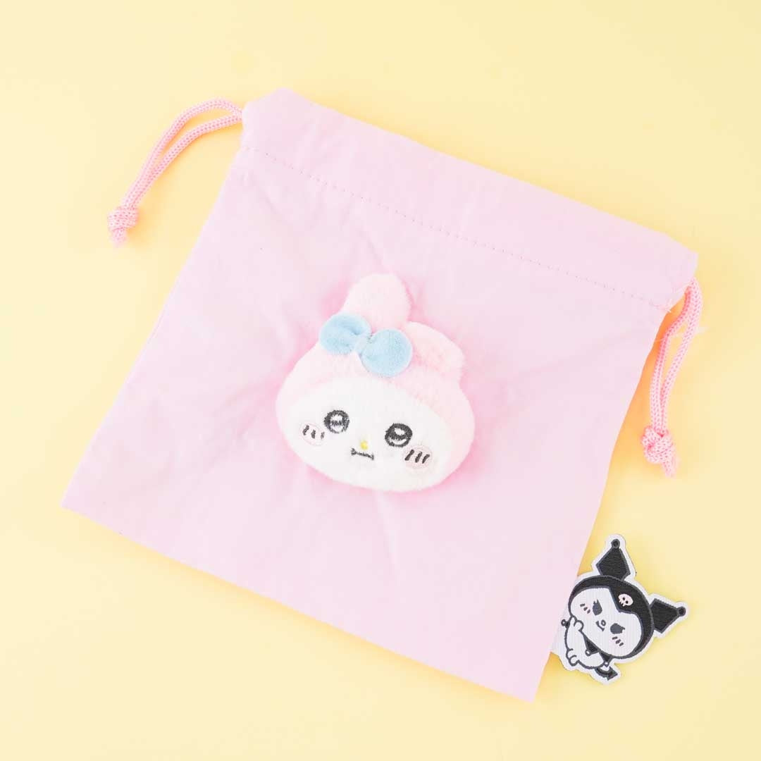 My Melody x Nagano Fluffy Face Drawstring Pouch