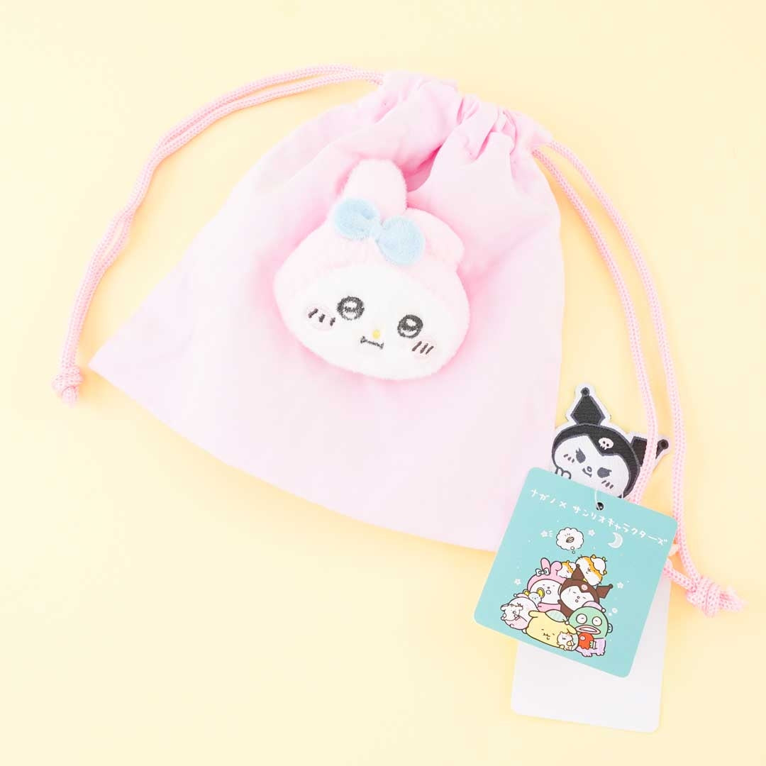 My Melody x Nagano Fluffy Face Drawstring Pouch