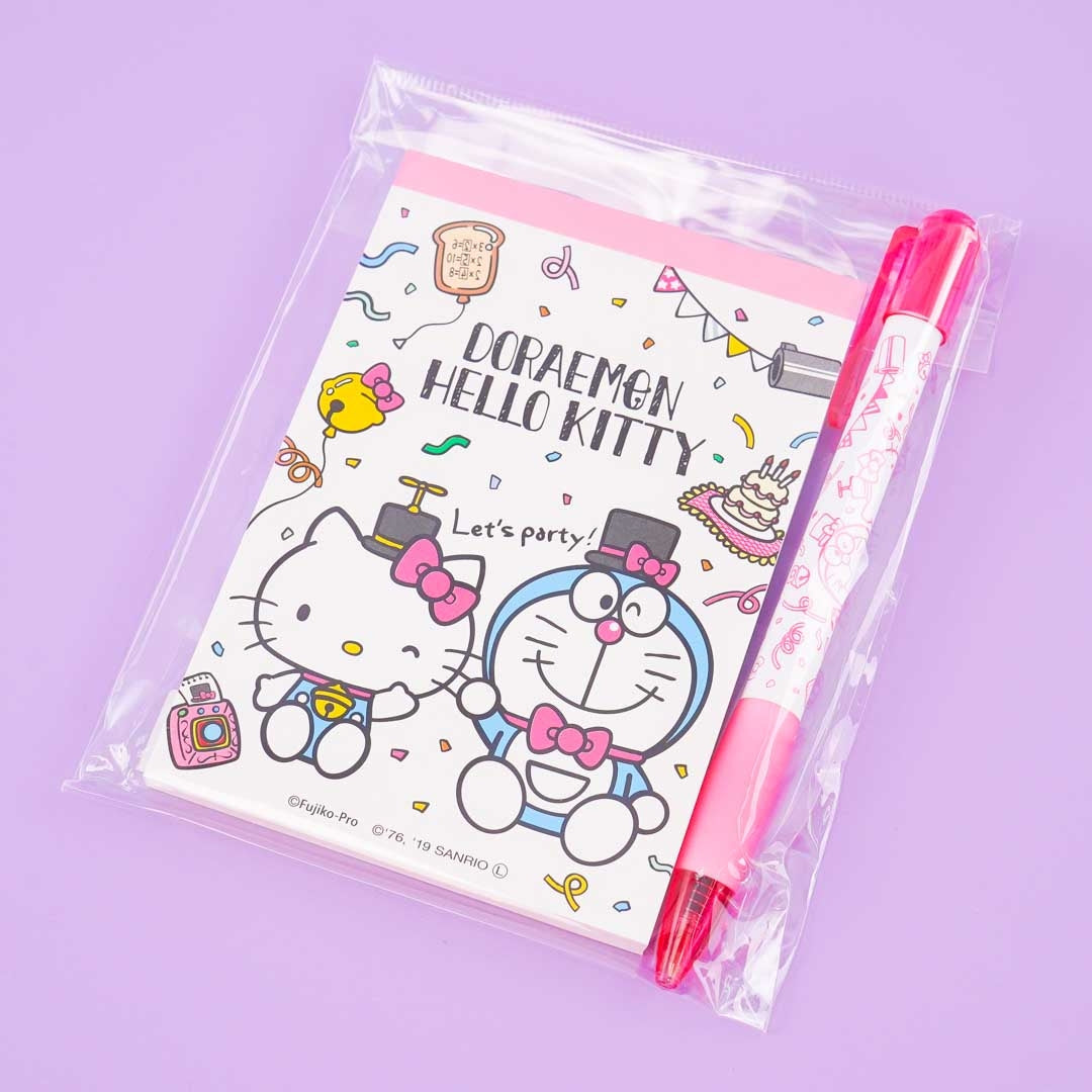 Hello Kitty x Doraemon Notepad & Pen Set