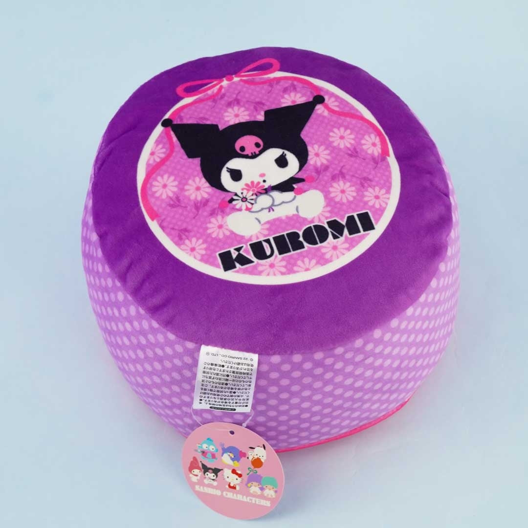 Kuromi Flowery Puff Round Cushion