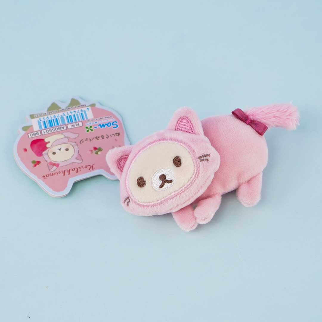 Rilakkuma & Strawberry Cat Plushie Badge - Korilakkuma