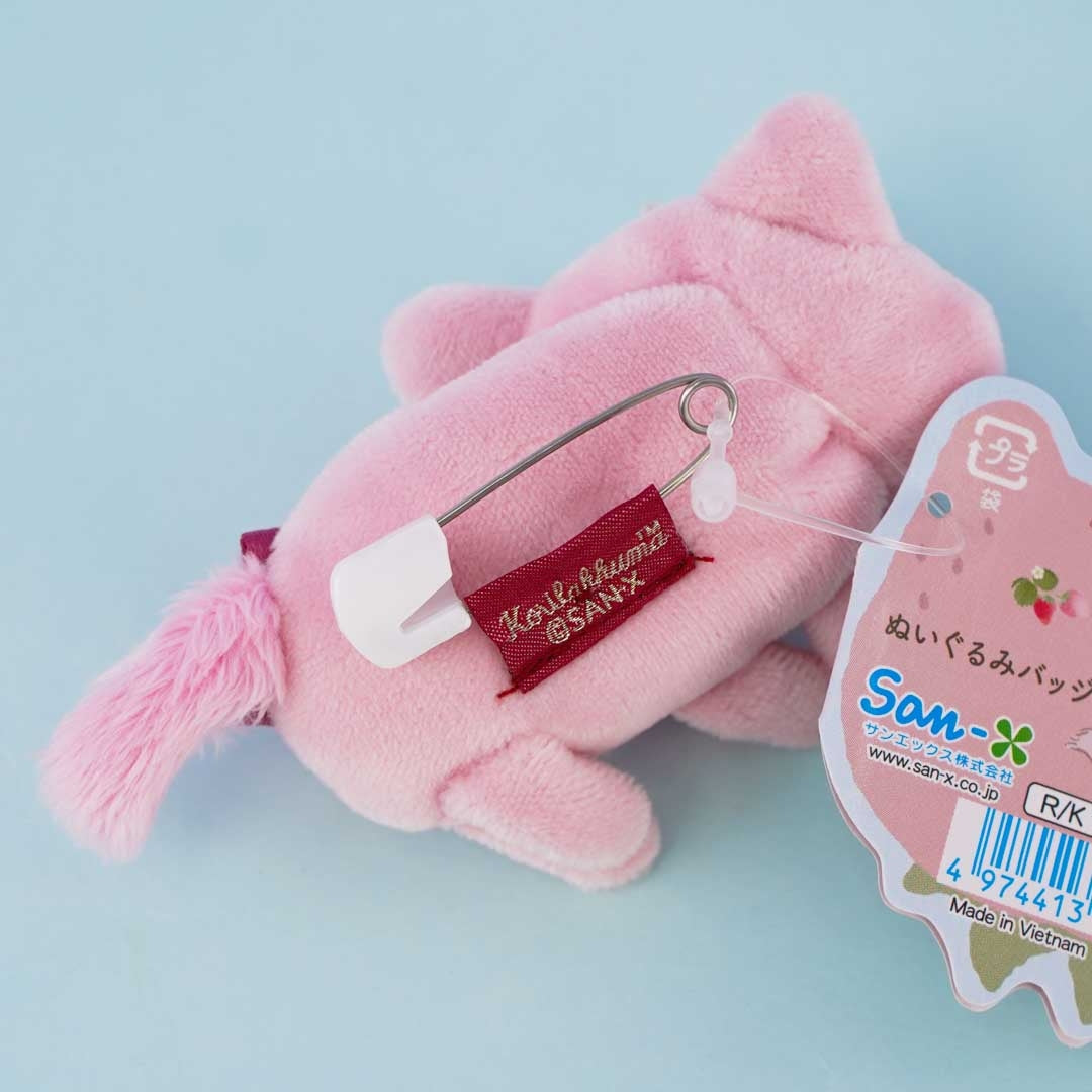 Rilakkuma & Strawberry Cat Plushie Badge - Korilakkuma