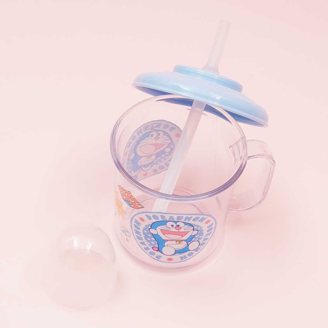 Doraemon Clear Drinking Cup With Lid & Straw