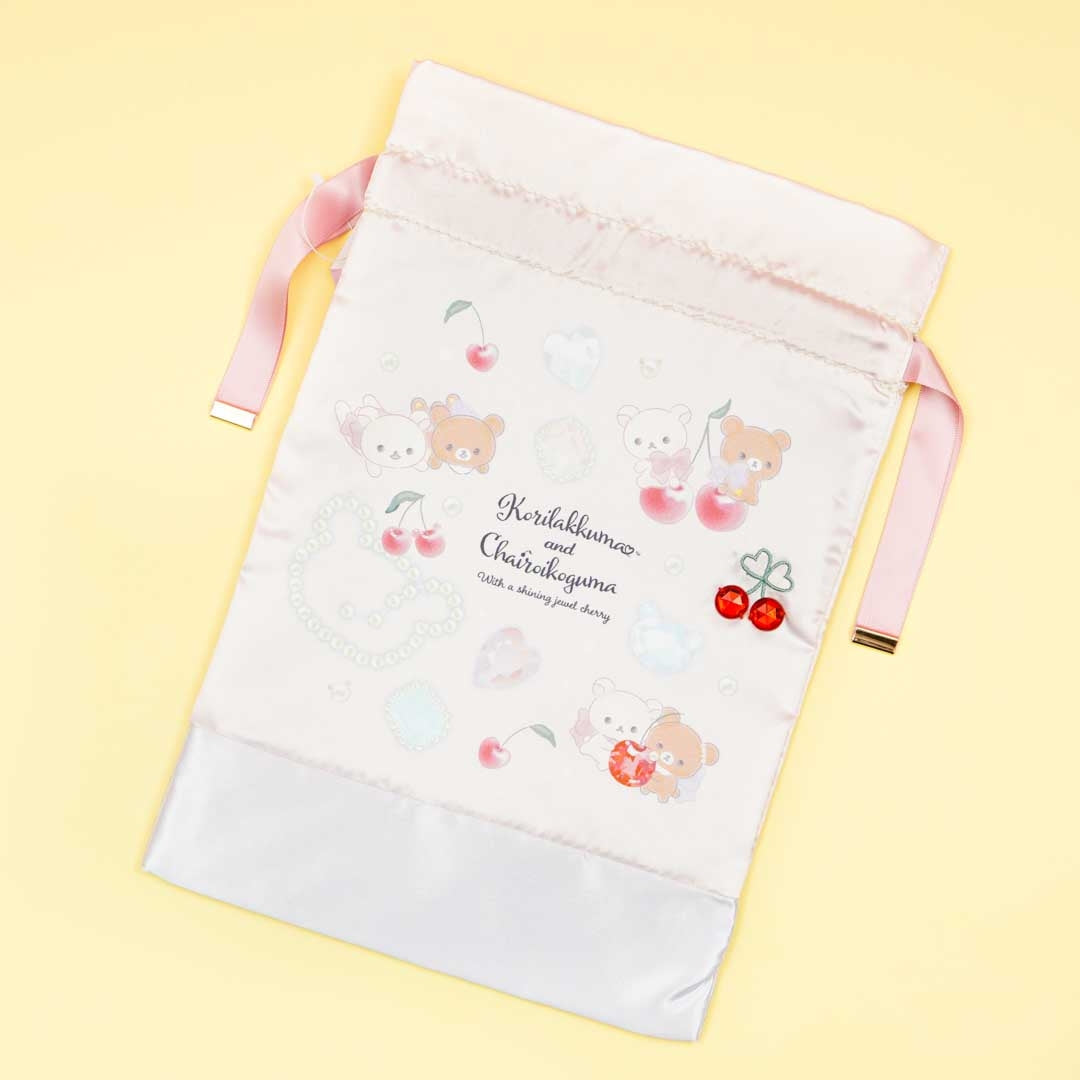 Korilakkuma & Chairoikoguma Korikogu Jewel Cherry Drawstring Pouch
