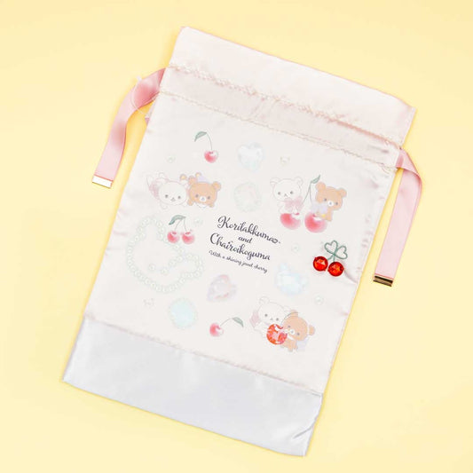 Korilakkuma & Chairoikoguma Korikogu Jewel Cherry Drawstring Pouch