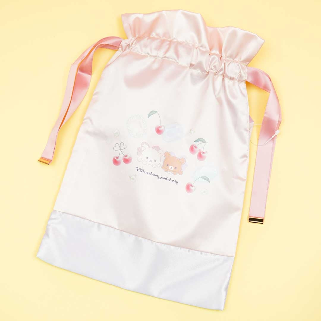 Korilakkuma & Chairoikoguma Korikogu Jewel Cherry Drawstring Pouch