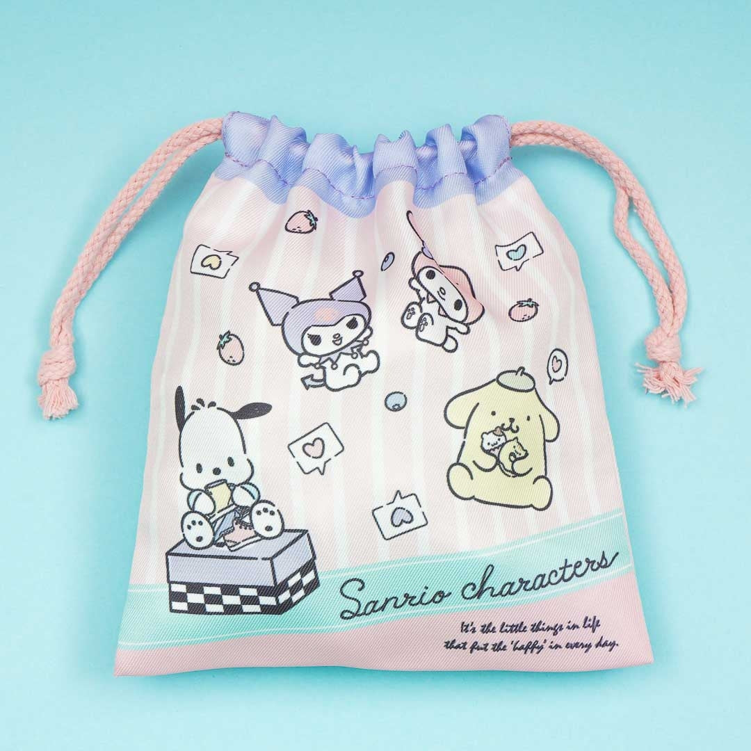 Sanrio Characters Happy Drawstring Pouch