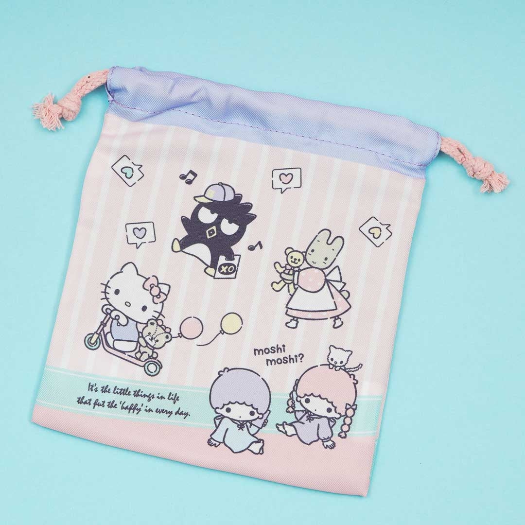 Sanrio Characters Happy Drawstring Pouch