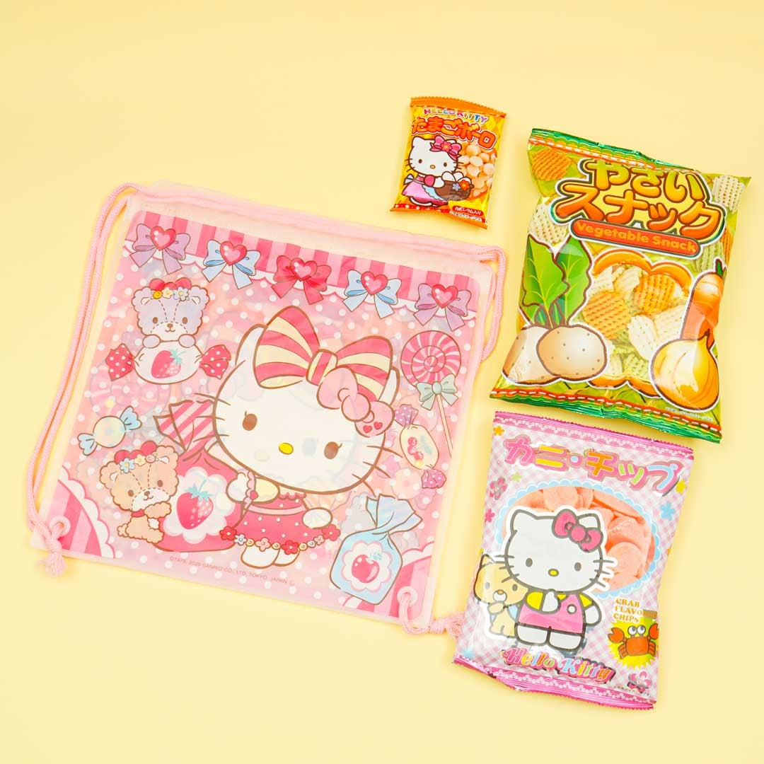 Hello Kitty Drawstring Pouch With Snacks