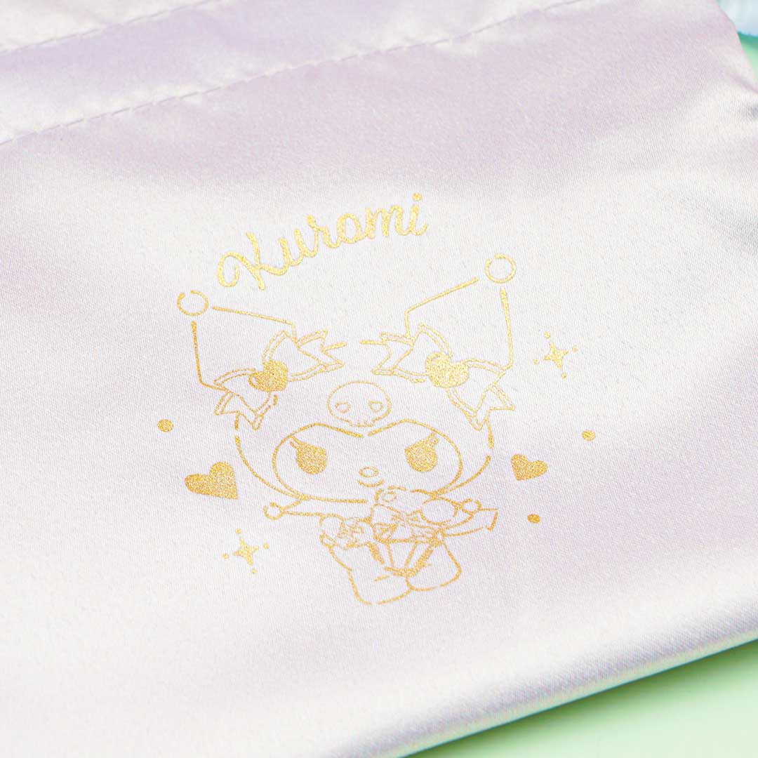 Kuromi Sparkle Hearts Drawstring Pouch