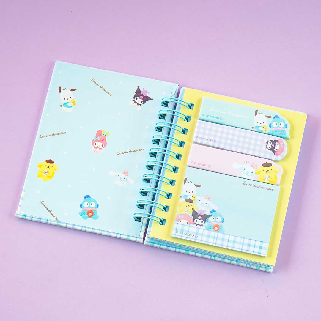 Sanrio Characters Happy Bunch Mini Spiral Notebook With Sticky Notes
