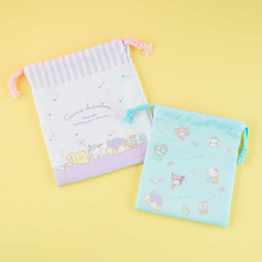 Sanrio Characters Sleepy Drawstring Pouch Set