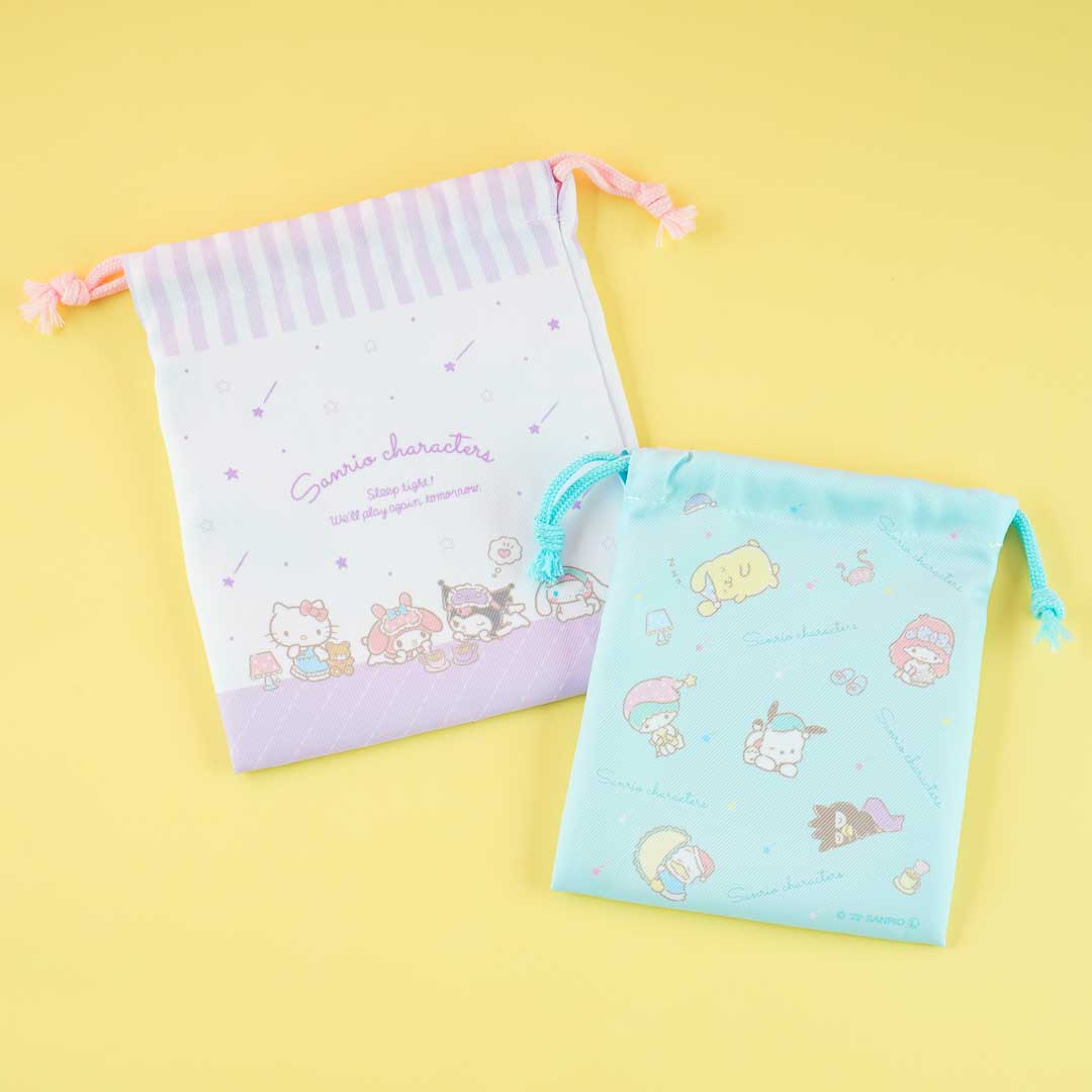 Sanrio Characters Sleepy Drawstring Pouch Set