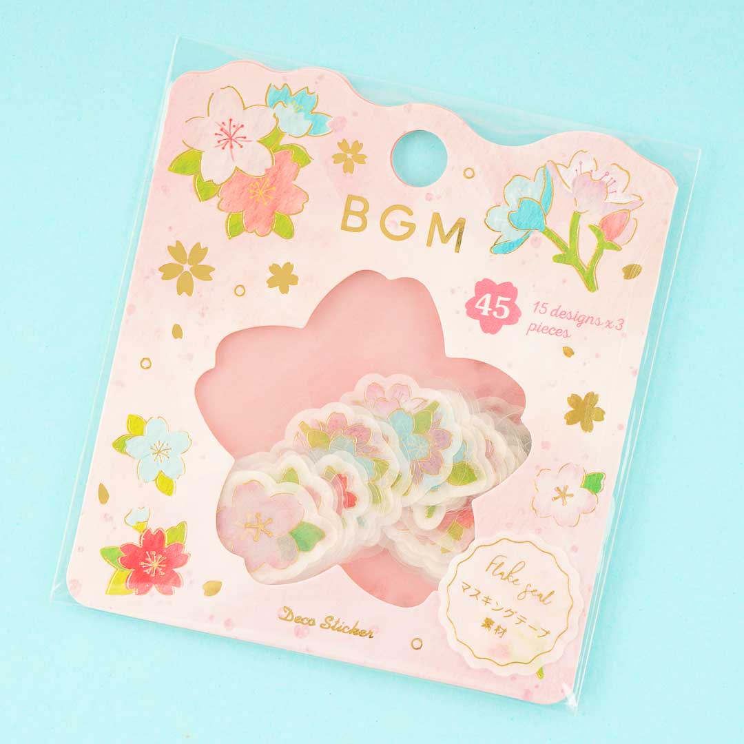 BGM Flake Seal Stickers - Colorful Sakura Blooms