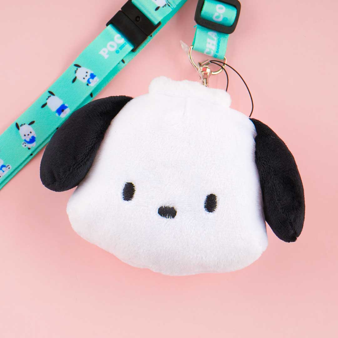 Pochacco Fluffy Coin Purse With Neck Strap