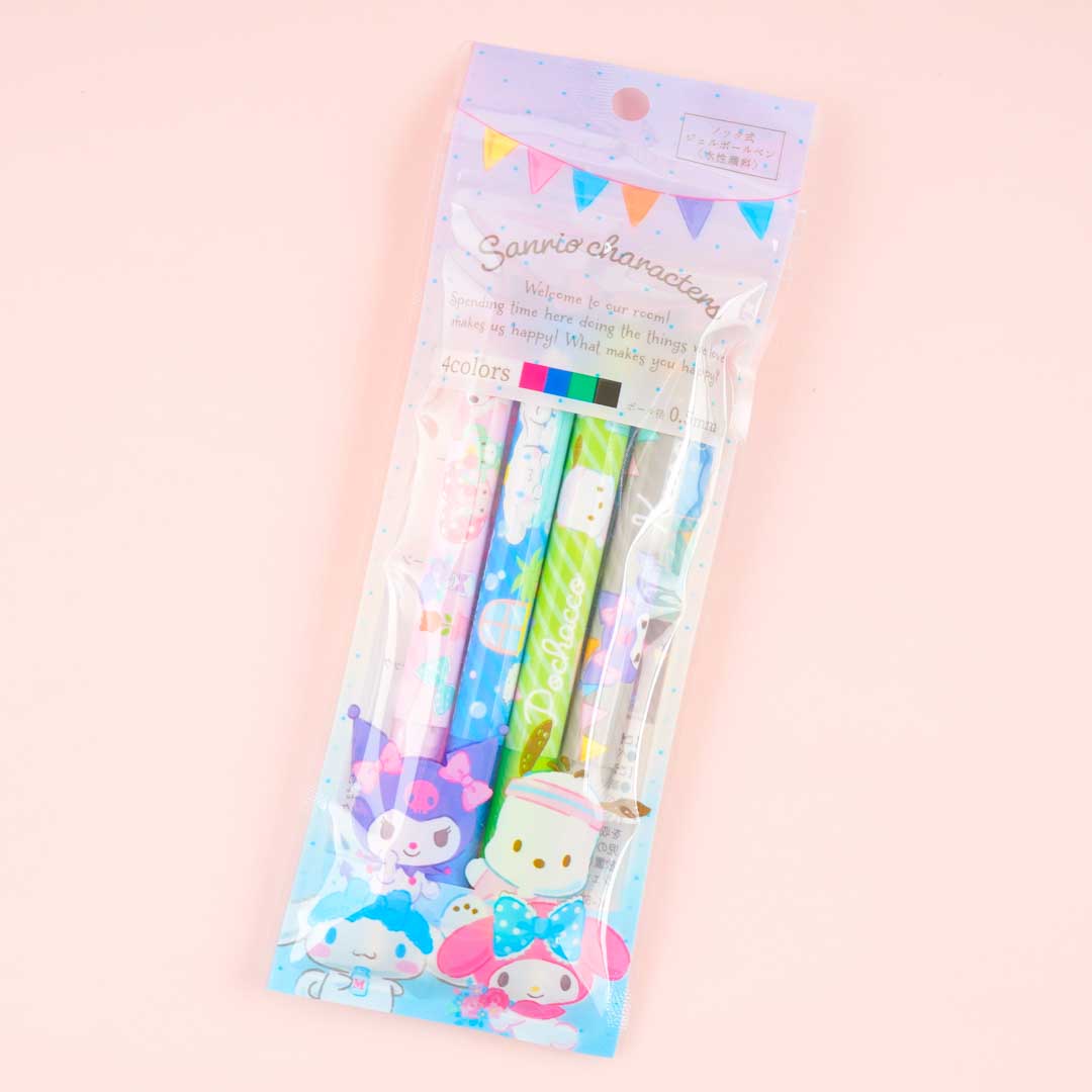 Sanrio Characters Stripes Gel Pen Set - 4 Colors