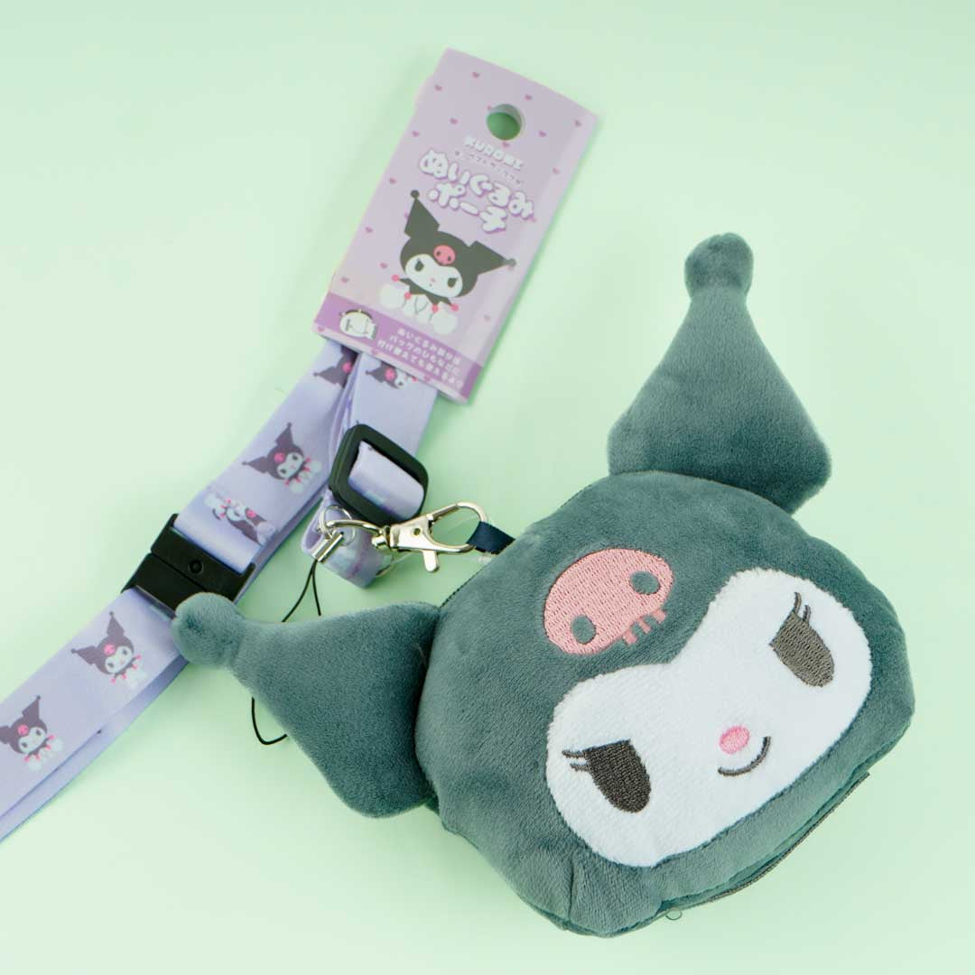 Kuromi Fluffy Coin Purse With Neck Strap
