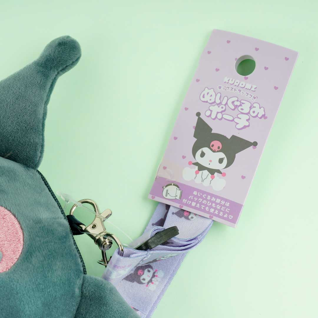 Kuromi Fluffy Coin Purse With Neck Strap