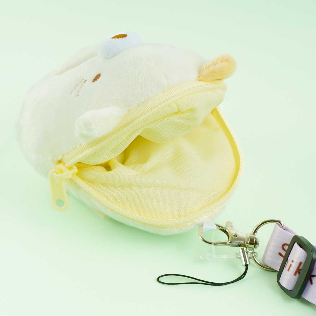 Sumikko Gurashi Fluffy Coin Purse With Neck Strap - Neko