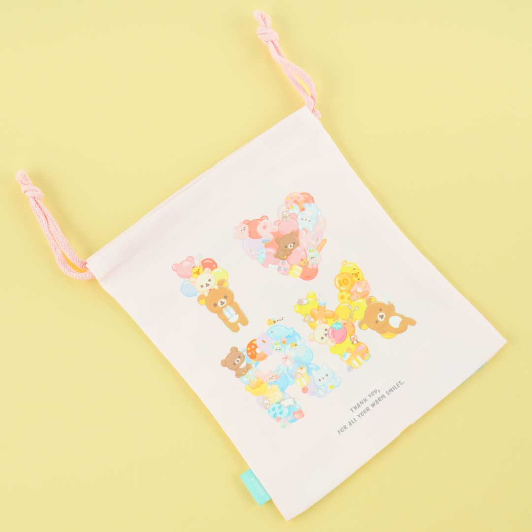 Rilakkuma & Friends Warm Smiles Drawstring Pouch