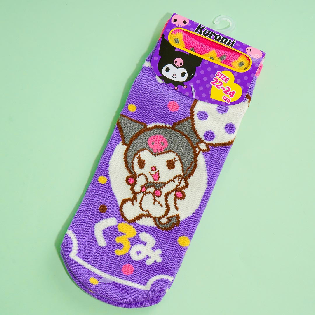 Kuromi Polka-Dot Balloon Jacquard Socks