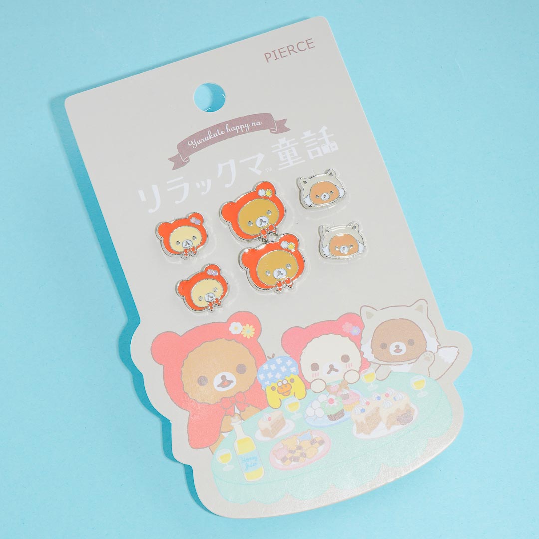 Rilakkuma Yurukute Happy Na Earrings Set - 6 pcs