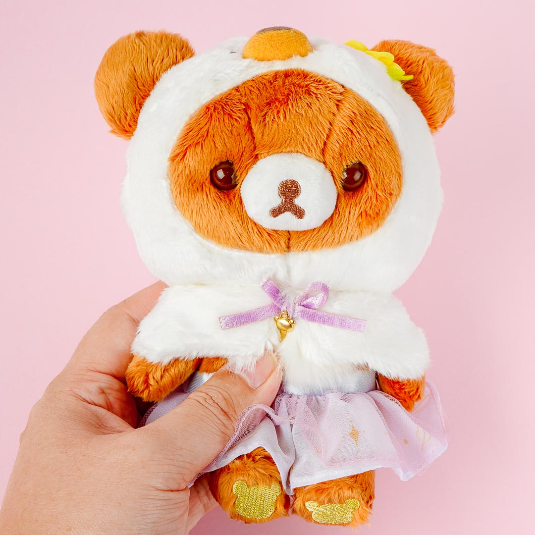Rilakkuma Swan & Golden Flower Plushie - Chairoikoguma / Medium