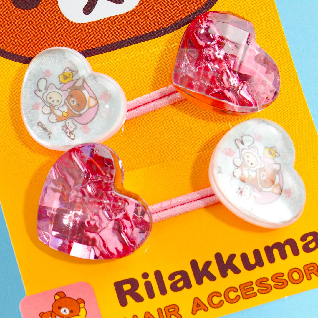 Rilakkuma Neko Friends Hearts Hair Tie Set - 2 pcs