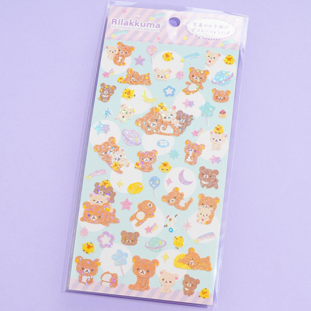 Rilakkuma Galaxy Holographic Glitter Stickers