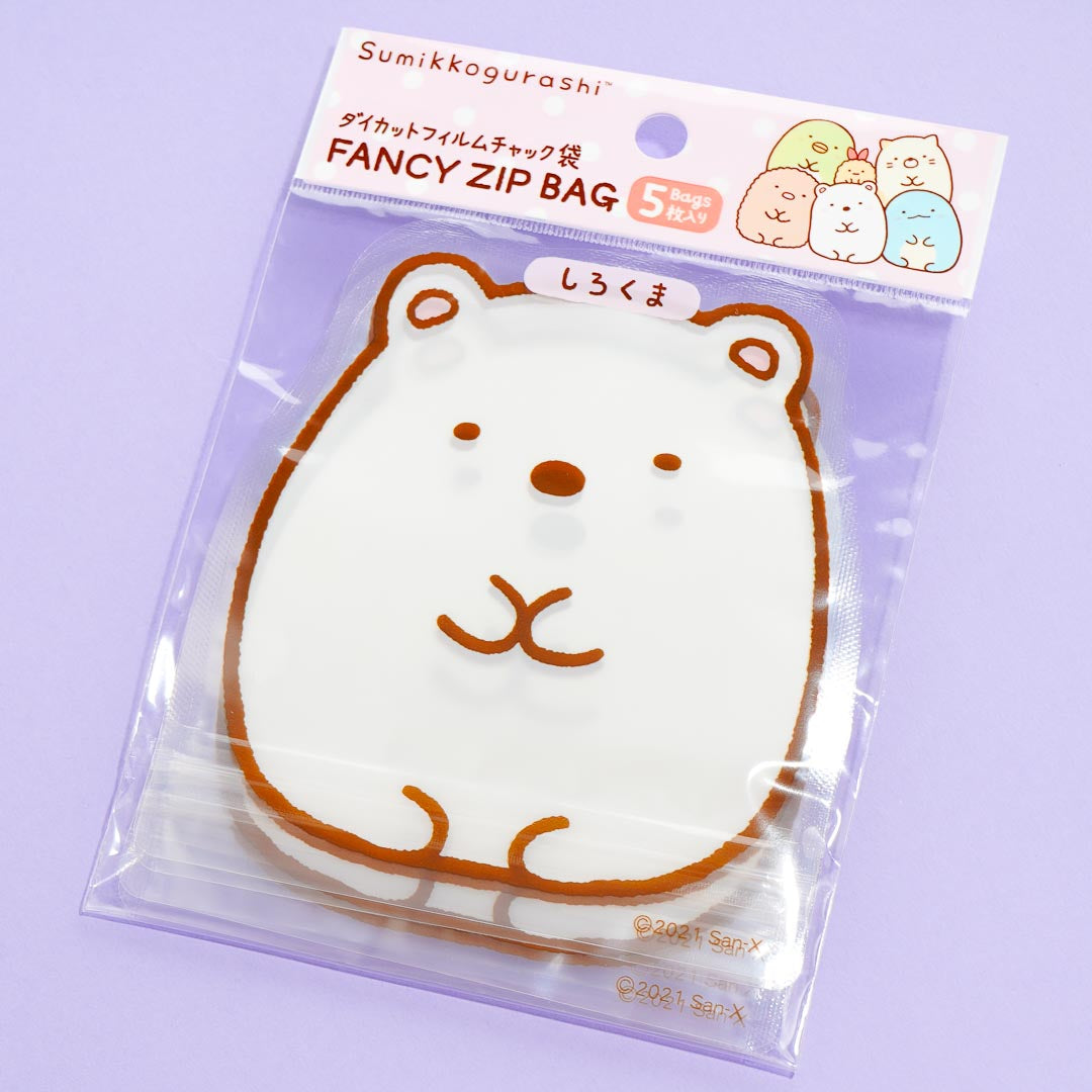 Sumikko Gurashi Die-Cut Zipper Bag Set - Shirokuma