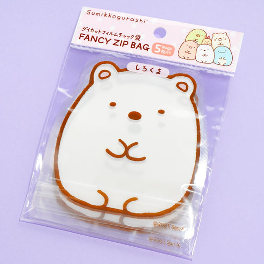 Sumikko Gurashi Die-Cut Zipper Bag Set - Shirokuma