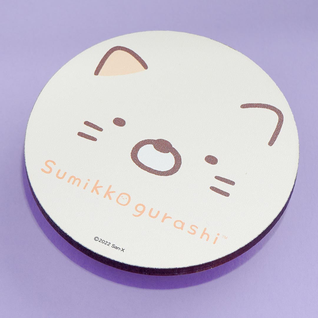 Sumikko Gurashi Face Wooden Coaster - Neko
