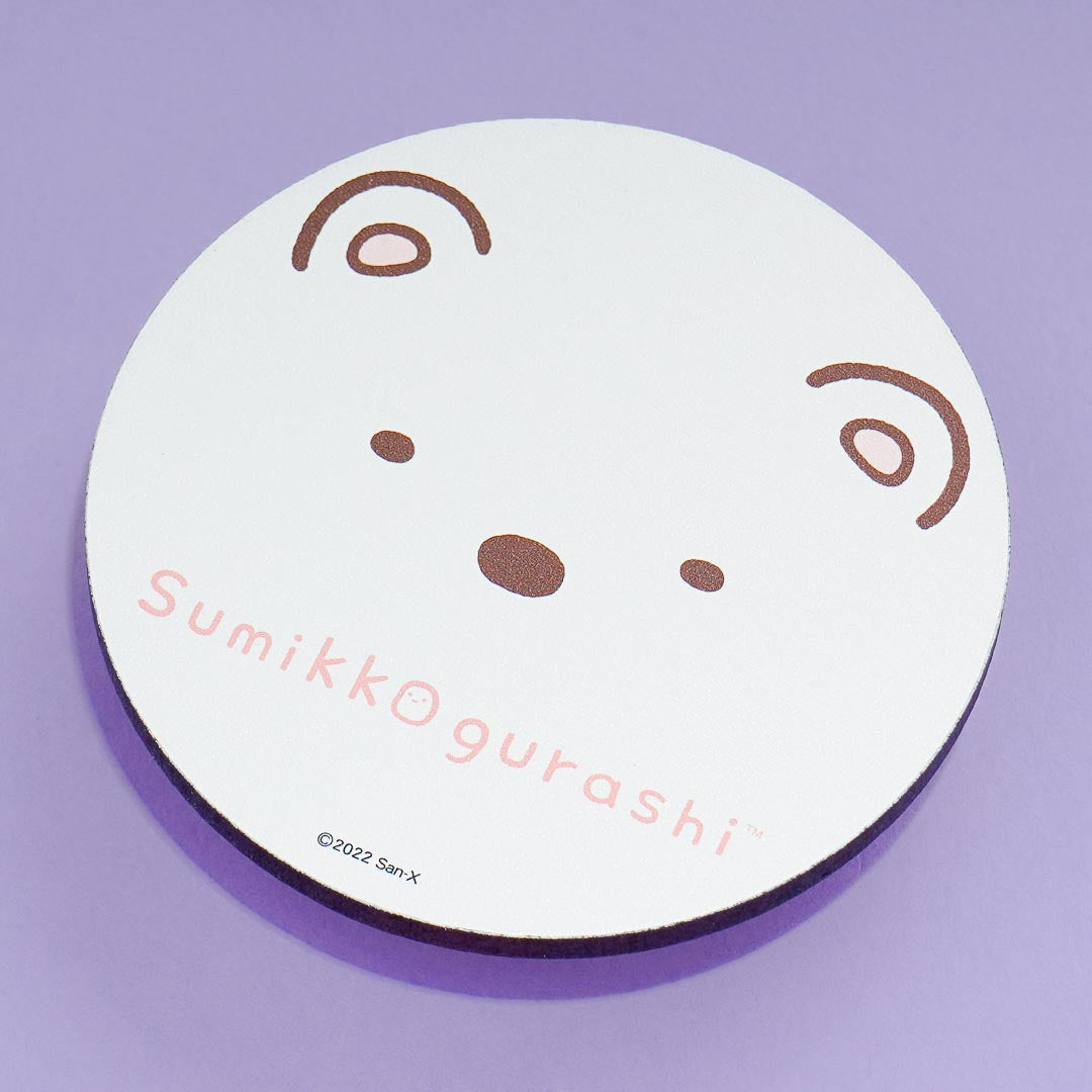 Sumikko Gurashi Face Wooden Coaster - Shirokuma