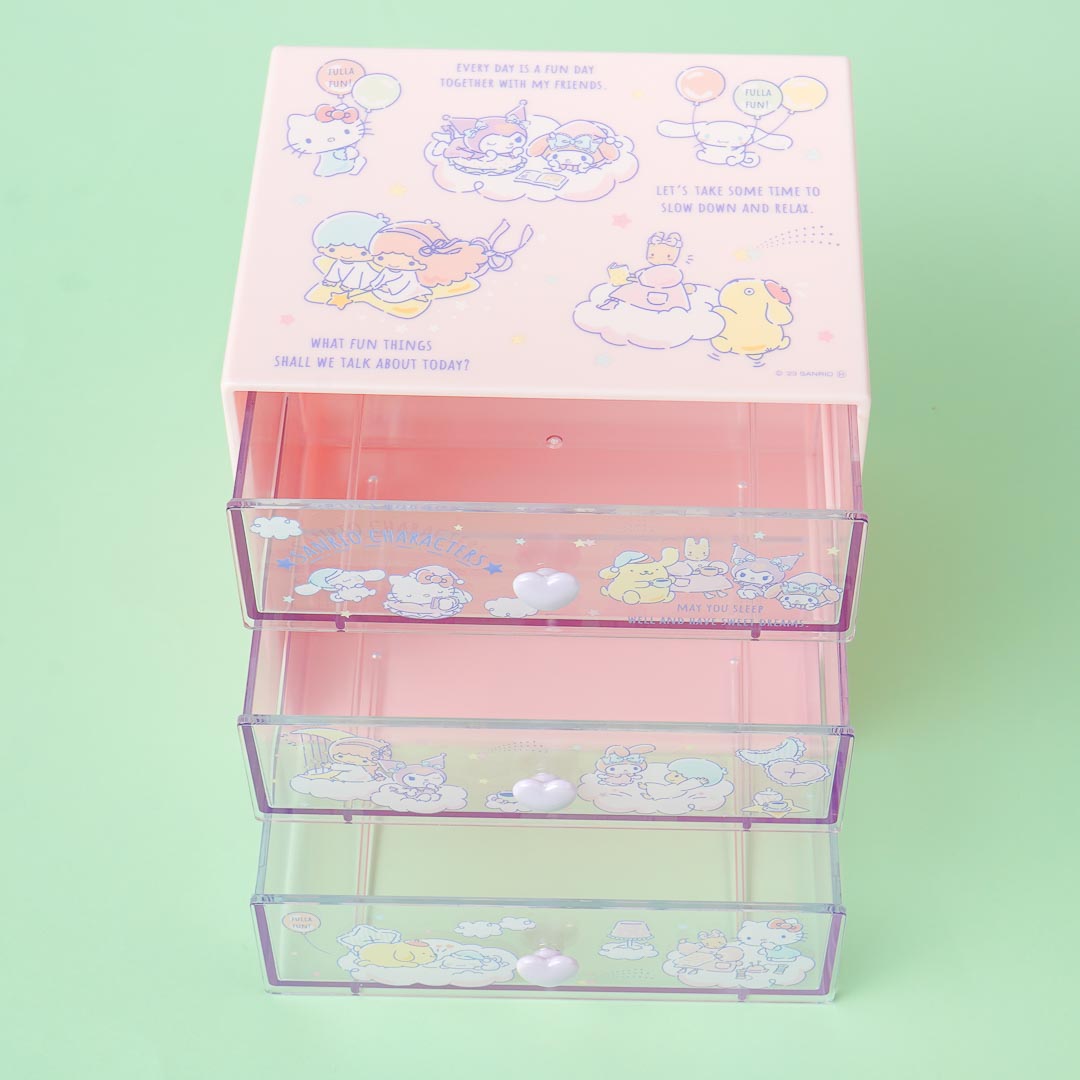 Sanrio Characters Sleepy Time 3-Tier Drawer Chest
