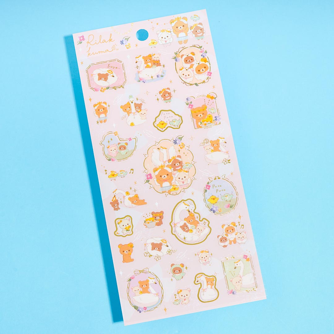 Rilakkuma Swan & Golden Flower Stickers - Ballet Dance