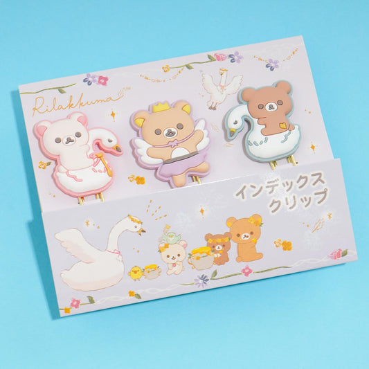 Rilakkuma Swan & Golden Flower Clip Set