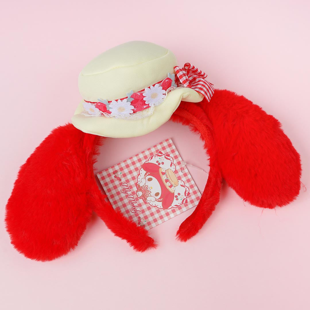 My Melody Red Fluffy Ears Headband With Prairie Hat