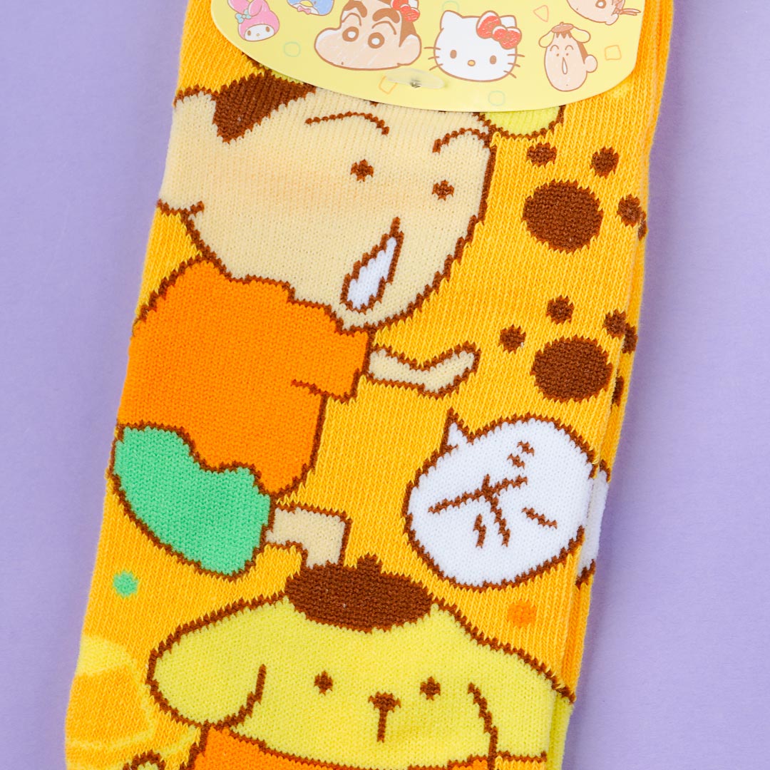 Sanrio Characters x Crayon Shin-Chan Socks - Pompompurin & Bo