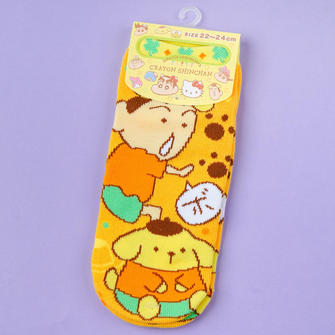 Sanrio Characters x Crayon Shin-Chan Socks - Pompompurin & Bo