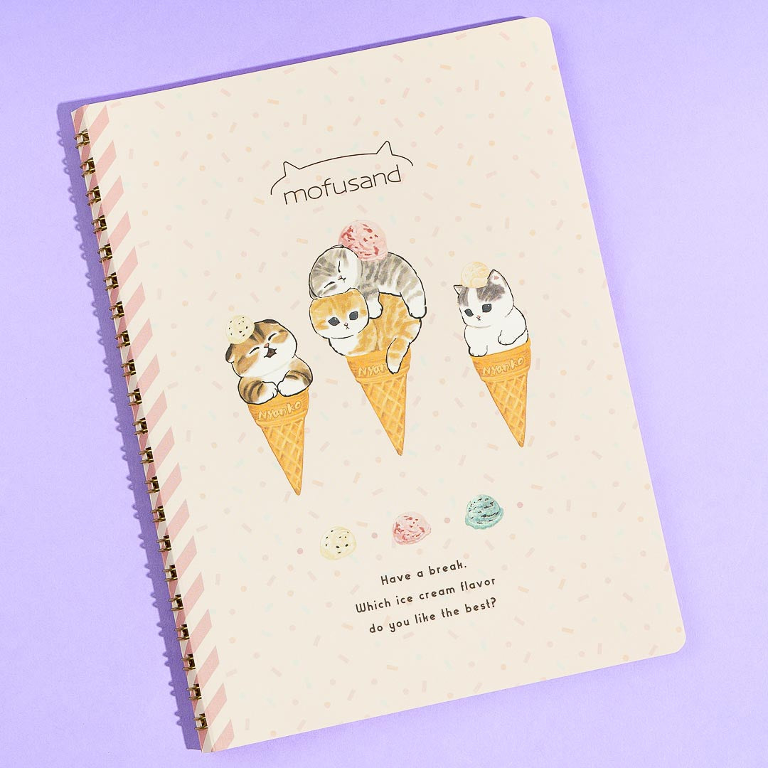 Mofusand Ice Cream Cone Fun A5 Spiral Notebook