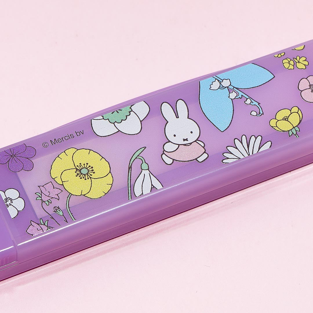 Miffy Elegant Flowers Folding Comb With Slide Mirror
