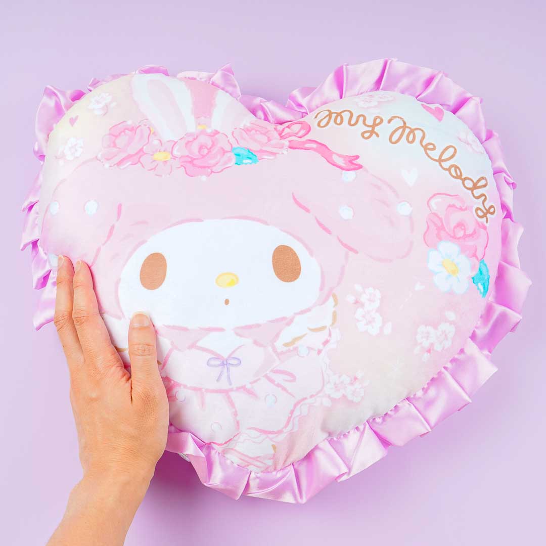 My Melody & Flowers Heart-Shaped Cushion